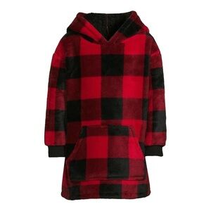 🆕 Wonder Nation Boys Toddler Plaid Soft Faux Sherpa Snugget Pullover Hoodie 2T